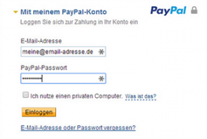 Für die Zahlungsbestätigung braucht man bei PayPal nur seinen Benutzernamen und das Passwort eingeben